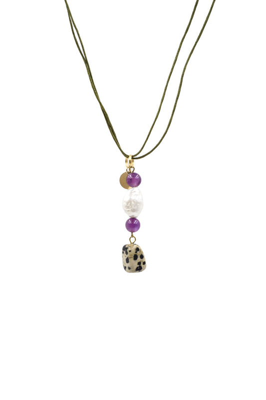 Amethyst and Pearls pendant necklace