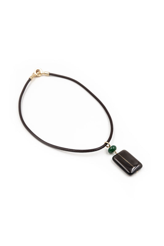 Leather chocker - Smokey Quartz