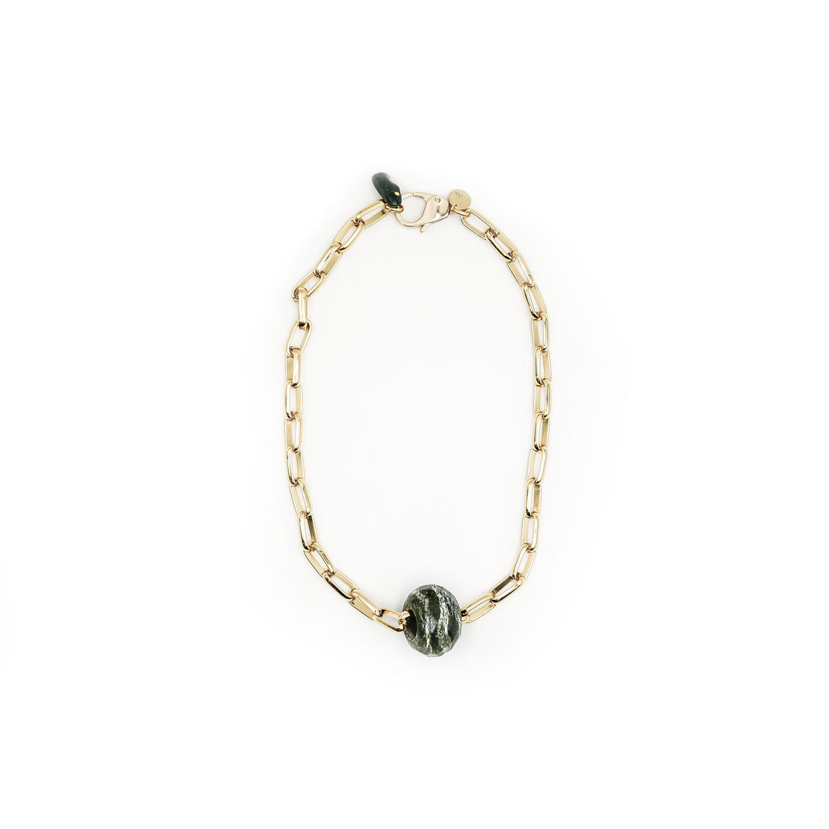 Dani Wheels - Serpentine Chrysotile golden chain necklace