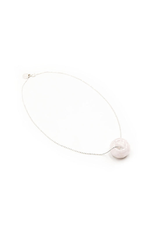 Dani Wheels - Rose Quartz silver chain necklace